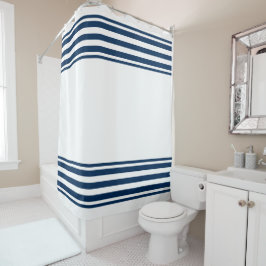 Navy Blue White Stripes Shower Curtain Nautical