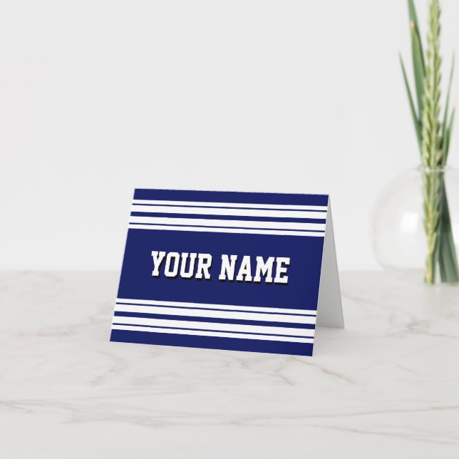 Navy Blue White Team Jersey Custom Name DIY BG Anteckningskort (Framsida)