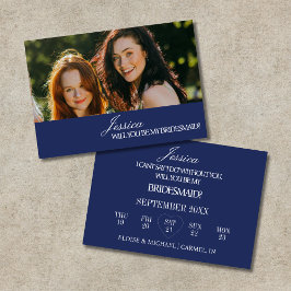 Navy Blue Will You Be My Bridesmaid Proposal Card Inbjudningar