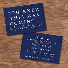 Navy Blue Will You Be My Bridesmaid Proposal Card Inbjudningar