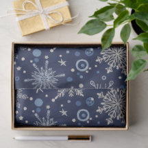 Navy Blue Winter Snowflake Celestial Star