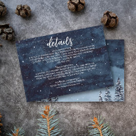 Navy Blue Wintery Watercolor Night Bröllop Detail Tilläggskort