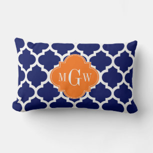 Navy Blue Wt Chevron Pumpa Quatrefoil 3 Monogram Lumbarkudde
