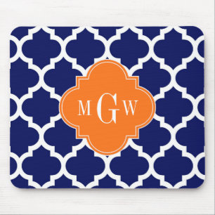 Navy Blue Wt Chevron Pumpkin Quatrefoil 3 Monogram Musmatta