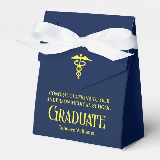 Navy Blue Yellow Medical School Graduation Party Presentaskar (Framsidan Sidan)