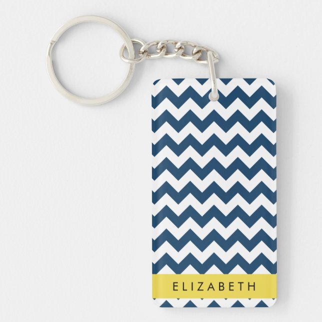 "Navy Blue Zigzag, Navy Blue Chevron", ditt namn (Framsidan)