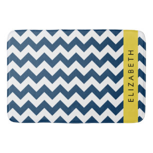 "Navy Blue Zigzag, Navy Blue Chevron", ditt namn Badrumsmatta