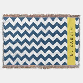 "Navy Blue Zigzag, Navy Blue Chevron", ditt namn Filt