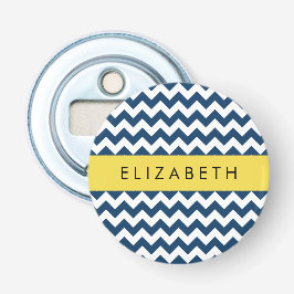 "Navy Blue Zigzag, Navy Blue Chevron", ditt namn Flasköppnare