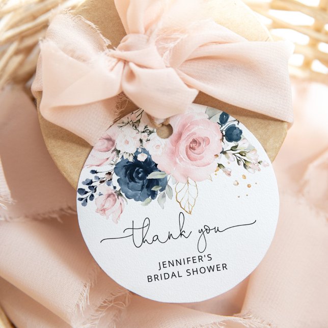 Navy Blush blommande bröllopsfest Gåvor Etiketter (Skapare uppladdad)