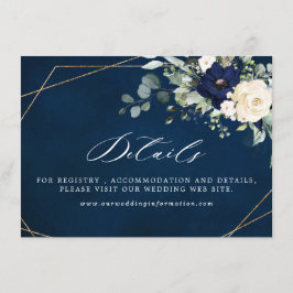 Navy Blush Blommor Grönska Geometrisk Bröllop Tilläggskort