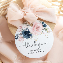 Navy Blush blomsterbröllopsdusch Gåvor Etiketter