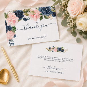 Navy Blush Rosa Baby Shower Floral Tack Kort