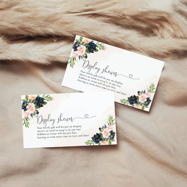 Navy & Blush Rosa Blommig Visning Dusj Tilläggskort (Skapare uppladdad)