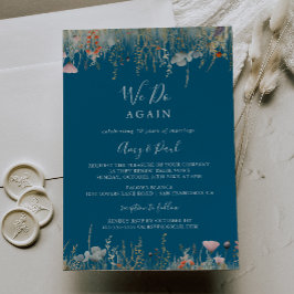 Navy Boho Wildblomme Vi gör om Vow Renewal Inbjudningar