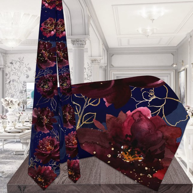 Navy Bordeaux Elegant bröllop Neck Tie Slips (Skapare uppladdad)