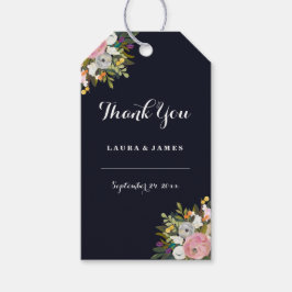 Navy Botanical Tacksamhet Bröllopsgåva Etiketter