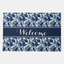 Navy Botanical Welcome Doormat