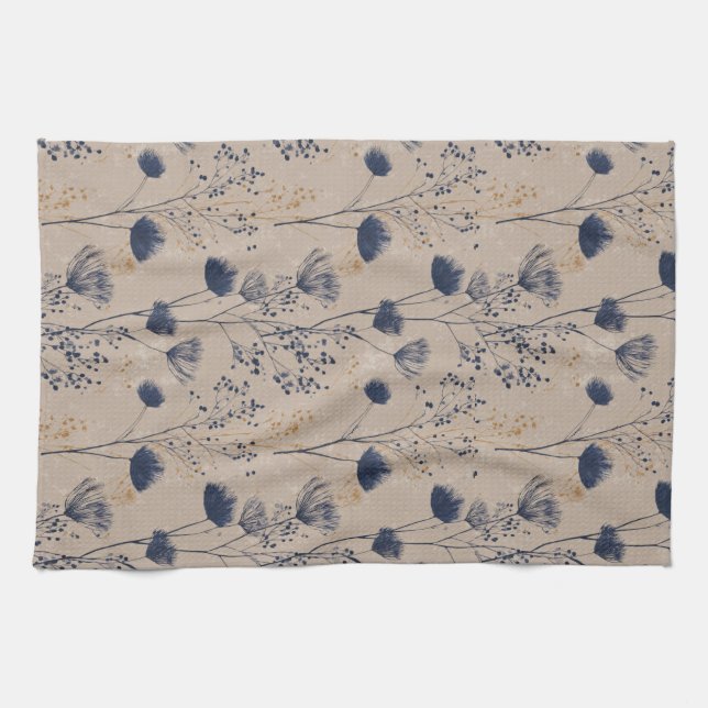 Navy Botanical Wildflower Kitchen Towels Kökshandduk (Horisontell)