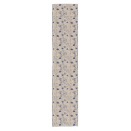 Navy Botanical Wildflower Table Runner