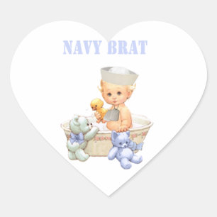 Navy Brat Stickers Hjärtformat Klistermärke