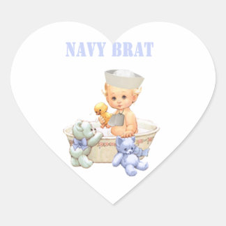 Navy Brat Stickers Hjärtformat Klistermärke