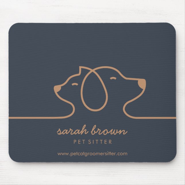 Navy Brun Hund Katt Linjedesign djurstudio Musmatta (Framsidan)