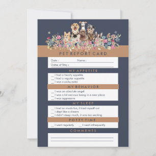 Navy Brun Husdjur Rapport Design Anteckningskort