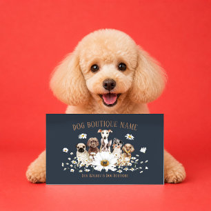 Navy Brun Pet Sitters Daisy Blommor Hundar Visitkort