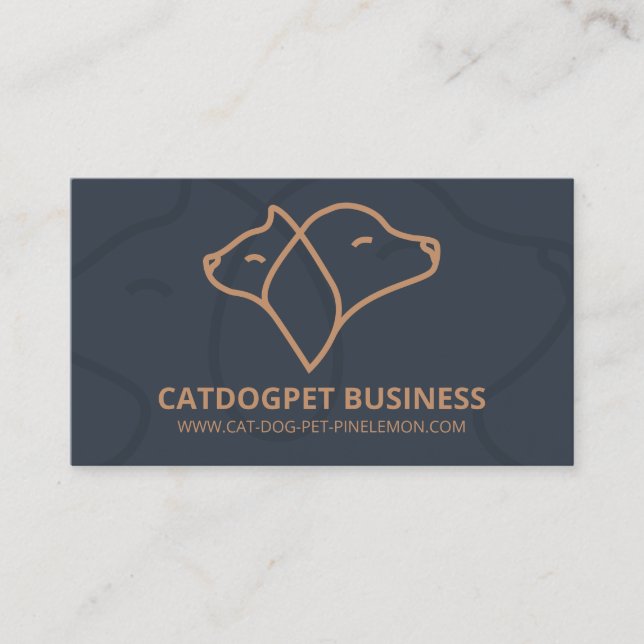 Navy Brun Qr Kod Logo Hund Katt Husdjur Visitkort (Framsida)
