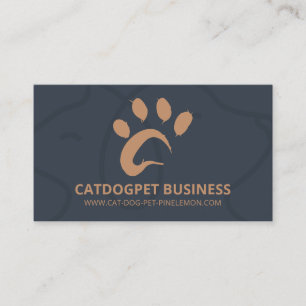 Navy Brun Qr-kod Logotyp Hund Katt Husdjur Tass Visitkort