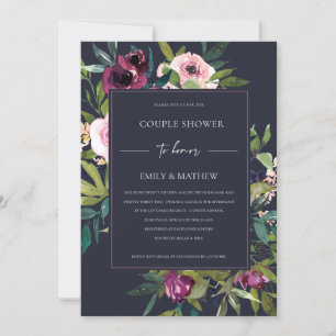 NAVY BURGUNDY BLOMMIGT BUNCH COUPLE SHOWER INBJUDNINGAR