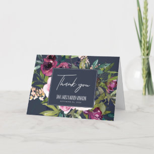 NAVY  BURGUNDY GRÖNT BLOMMIGT BUNCH BRÖLLOP TACK KORT