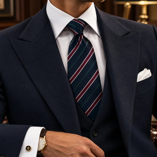 Navy Burgundy Regemental Randig Slips (Skapare uppladdad)