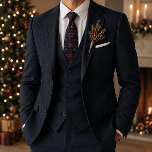 Navy Burgundy Rutmönster Snöflinga Jul Slips