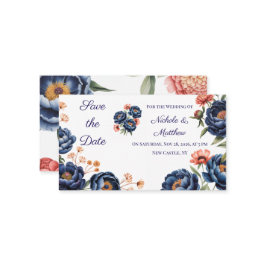 Navy & Burnt Orange Floral Save the Date Tilläggskort