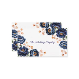 Navy & Burnt Orange Floral Wedding Registry Tilläggskort