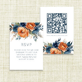 Navy Burnt Orange Florals Wedding  OSA Kort