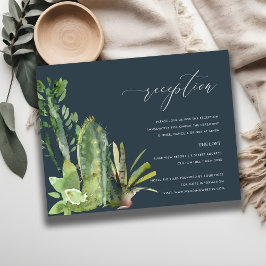 NAVY CACTI FOLIAGE WATERCOLOR WEDDING RECEPTION TILLÄGGSKORT