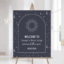 Navy Celestial Arch Sol 1:a födelsedag Välkomstsky