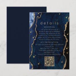 Navy Celestial Guld Bröllop Tilläggskort
