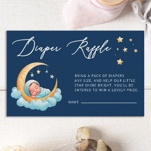 Navy Celestial Moon Baby Stars Blöja Lotteri Kort