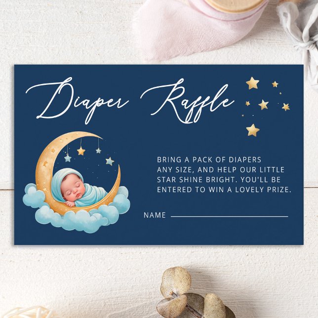 Navy Celestial Moon Baby Stars Blöja Lotteri Kort (Skapare uppladdad)