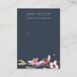 NAVY CHERRY BLOMMAR BLOMMIGT EARRING VISNING LOGOT VISITKORT