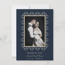 Navy Chic Wedding Flourish Lace Framed Photo Tack Kort