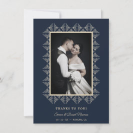 Navy Chic Wedding Flourish Lace Framed Photo Tack Kort