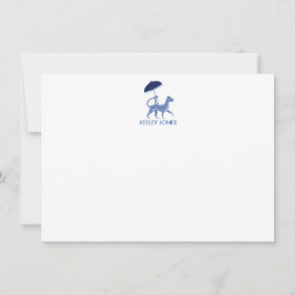 Navy Chinoiserie Cheetah Flat Note Card Anteckningskort