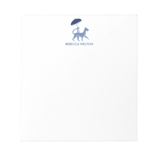 Navy Chinoiserie Cheetah Note Pad Anteckningsblock (Framsida)