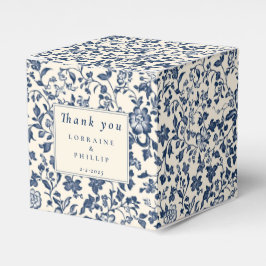 Navy Chinoiserie Floral Wedding Thank You Presentaskar