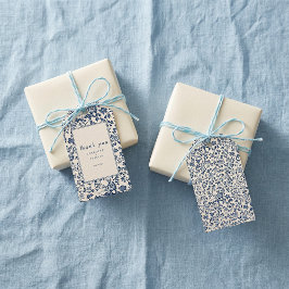 Navy Chinoiserie Floral Wedding Thank You Presentetikett